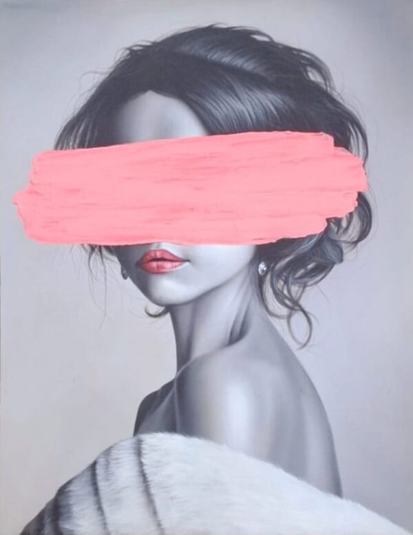 Blind Beauty – Original Modern Acrylic Mixed Media Portrait (90x70cm)