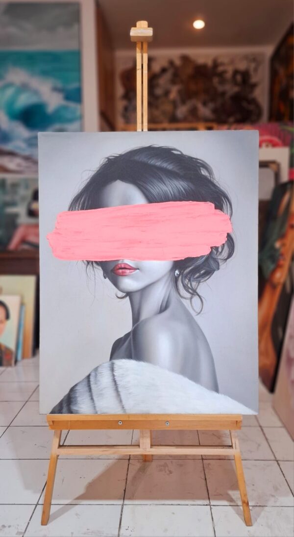 Blind Beauty – Original Modern Acrylic Mixed Media Portrait (90x70cm)