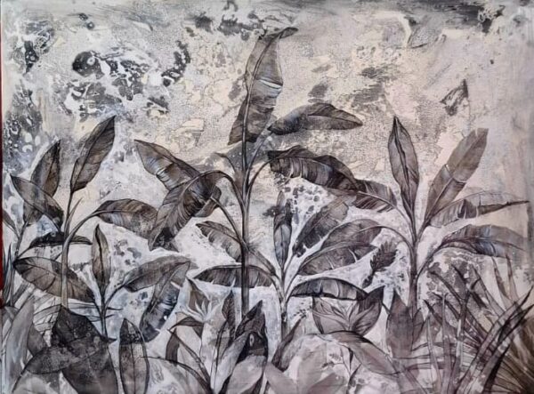 Shadow Palms – Original Large Mixed Media Botanical (110x80cm)