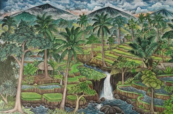 Highland Harmony | Large-Scale Original Indonesian Fine Art Dimensions: 150 x 90 cm (Grand Panorama)