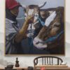 Man with Two Cows – Original Oil on Canvas  (135x135cm)
