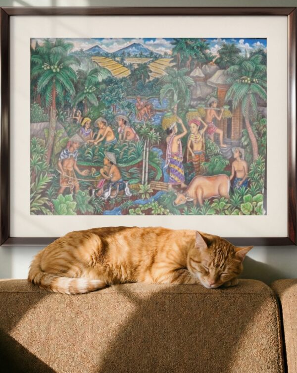 The Rice Harvest – Original Balinese Folk Art (80cmx60cm)