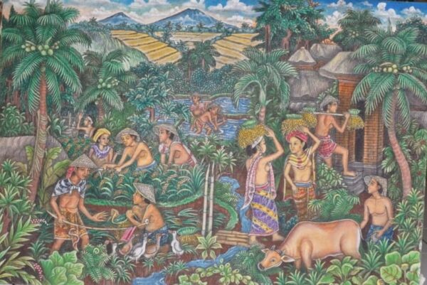 The Rice Harvest – Original Balinese Folk Art (80cmx60cm)