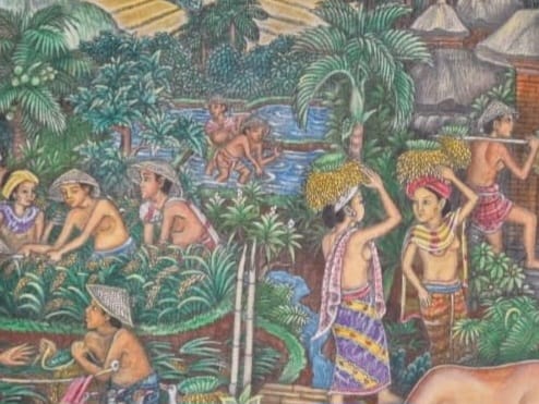 The Rice Harvest – Original Balinese Folk Art (80cmx60cm)