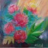 Vibrant Floral Acrylic Painting 80x80 cm | Original Abstract Flower Art