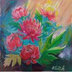 Vibrant Floral Acrylic Painting 80x80 cm | Original Abstract Flower Art