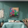 Vibrant Floral Acrylic Painting 80x80 cm | Original Abstract Flower Art